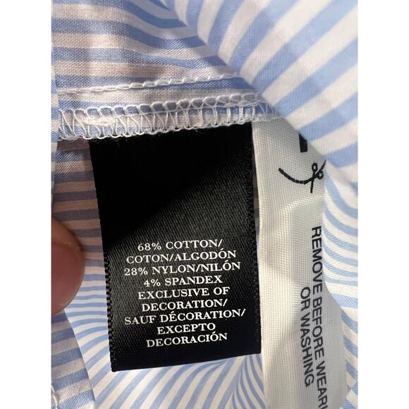 AnnTaylor Cold Shoulder Striped Blouse Eyelet detail Preppy Medium - Picture 8 of 8